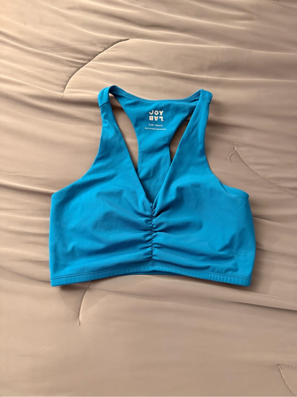 JoyLab Blue Ruched Racerback Sports Bra - Picture 2 of 2